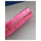 HINGES BROKEN, STILL OPENS SEE PHOTOS NUSTTAL Women Acrylic Clutch Purse Marbled Evening Shoulder Bag for Wedding Cocktail Party Prom (Hot Pink)