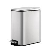 5 Liter 1.3 Gallon Stainless Steel Step Trash Can Pedal Dust Bin Waste Basket Trash Can Garbage Recycle Bin Silent Lid Removable Inner Bucket Compact Waste Bin In-home Recycling Bin Silver