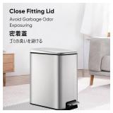5 Liter 1.3 Gallon Stainless Steel Step Trash Can Pedal Dust Bin Waste Basket Trash Can Garbage Recycle Bin Silent Lid Removable Inner Bucket Compact Waste Bin In-home Recycling Bin Silver