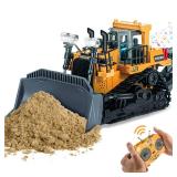 Appears Pre Owned ID Gerilla RC BulldozerToys for Boys, Realistic Construction Remote Control BulldozerToys with Metal bulldozing Shovel Lights/Sounds, 2.4GH Remote Control Tractor for Boys 3 4 5 6 7 