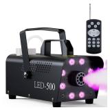 Smoke Machine, Fog Machine Halloween Indoor- 3 Stage LED Lights with 13 Colors & Strobe Effect, Automatic Smoke Machine for Party Wedding Holiday, 500W with Receiver and Wireless Remote Controls Pre O