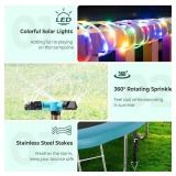 Lyromix Trampoline Accessories Kit, Trampoline Sprinkler, 50FT Solar Lights and Stakes, Non-Damaging to Net, Features 8 Light Modes, Compatible with 8 10 12 14 15 16FT Trampolin