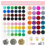 BEADS ONLY,NO CHARMS 72 Colors 6mm Glass Beads for Jewelry Making,3000PCS+ Round Crystal Glass Beads Bracelet Making Kit with Accessories, Bead Starter Kit Crafts Gifts Set Suitable for Teen Adults