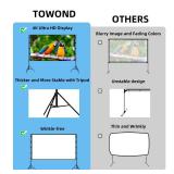 TOWOND Projector Screen with Stand, 100 inch Outdoor Projector Screen Portable Indoor Projection Screen 16:9 4K Rear Front Movie Screen with Carry Bag for Home Backyard Theater