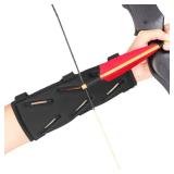 KRATARC Archery Arm Guard Adjustable 3-Strap Accessory Lightweight Hunting Target Practive Adult Unisex (Black, Length 9