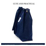 Corduroy Tote Bag Cute Tote Bags for Women Shoulder Bag with Inner Pocket for Work Beach Travel and Shopping Grocery (Dark Blue)
