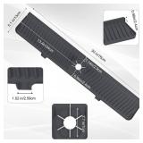 30 inch Kitchen Sink Splash Guard, Silicone Faucet Splash Guard, Large Size Silicone Sink Mat for Kitchen Bathroom, Faucet Handle Drip Catcher Tray (Black)
