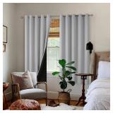 BGment Thermal Insulated 100% Blackout Curtains for Bedroom with Black Liner, Double Layer Full Room Darkening Noise Reducing Grommet Curtain (60 x 63 Inch, Light Grey, 2 Panels)