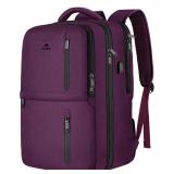 MATEIN Large 45L Travel Backpack for Women, Airline Approved Carry on Backpack with USB Port & Shoe Compartment, Water Resistant Luggage College Overnight Weekender Travel Bag Fit 18\" Laptop, Purple
