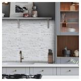 Midcard 20 Sheet Peel and Stick Backsplash, White Marble PVC Wall Tile for Kitchen Backsplash