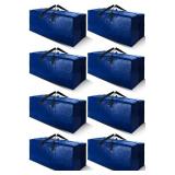 Cosy Family 8 Pack Heavy Duty Extra Large Moving Bags with Backpack Straps - Strong Handles & Zippers, Storage Totes For Space Saving, Fold Flat, Alternative to Moving Box (Set of 8, Blue)