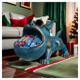 BROKEN FOOT. STILL STAND UP Pug French Bulldog Statue Key Bowl for Entryway Table and Candy Bowl Dish for Office Desk Funny Coffee Table Retro Blue Resin Statues for Home Decor as Gifts with a Storage