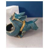 BROKEN FOOT. STILL STAND UP Pug French Bulldog Statue Key Bowl for Entryway Table and Candy Bowl Dish for Office Desk Funny Coffee Table Retro Blue Resin Statues for Home Decor as Gifts with a Storage