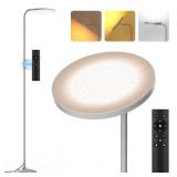SIBRILLE 36W LED Floor Lamp, Super Bright Standing Lamp, Modern Stepless Dimmable Torchiere Tall Lamp with Remote Control, 350Â°Rotating Head Reading Floor Lamp for Living Room, Bedroom - Silvery Gr