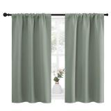 NICETOWN Window Curtains Blackout Drapes - Thermal Insulated Solid Rod Pocket Blackout Curtains/Draperies for Living Room (Greyish Green, One Pair, 34 by 45-Inch)