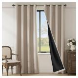 jinchan 85% Blackout Curtain Faux Linen Textured Curtain for Bedroom, 84 Inch Long Taupe Black Out Curtains Room Darkening Grommet Top Window Drape, Curtain for Living Room 2 Panels