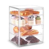 Pastry Display Case,Large Bread Box for Kitchen Countertop,4 Layers Adjustable Bakery Display Case,Clear Breadbox for Baked Goods Cookie Dessert Cupcake Kitchen Counter 15.5x11.4x9.9 Inch