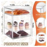 Pastry Display Case,Large Bread Box for Kitchen Countertop,4 Layers Adjustable Bakery Display Case,Clear Breadbox for Baked Goods Cookie Dessert Cupcake Kitchen Counter 15.5x11.4x9.9 Inch