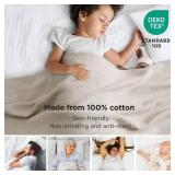 Bedsure GentleSoft 100% Cotton Blanket Queen Size for Bed - Breathable and Lightweight, Soft Cozy Textured Herringbone Woven Blanket for Summer, Linen Beige, 90x90 inches