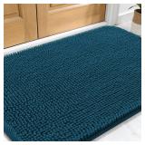 OLANLY Dog Door Mat for Muddy Paws 30x20, Absorbs Moisture and Dirt, Absorbent Non-Slip Washable Doormat, Quick Dry Chenille Mud Mat, Entry Indoor Entryway Carpet for Inside Floor, Atlantic Blue