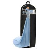 MISSLO Gusseted 60\" Suit Dress Garment Bag with Clear Window Zipper Pocket Long Garment Cover (Black)