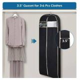 MISSLO Gusseted 60\" Suit Dress Garment Bag with Clear Window Zipper Pocket Long Garment Cover (Black)