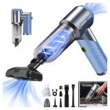 Saker Portable Car Vacuum Cleaner Cordless High Power 17000PA 3 in 1 Foldable Handheld Vacuum Cordless with Brushless Motor for Inflation,Dust Blowing,Home Car Cleaning HL132 Blue