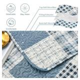 3 Piece Plaid Quilt Set Queen Size Country Patchwork Bedding Quilt Lightweight Reversible Bedspread Coverlet with Sham Soft All Season Bed Coverlet Set, 1 Quilt 2 Pillow Shams