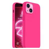 Vooii Compatible with iPhone 14 Case,[Silky Touch Premium Liquid Silicone] [Soft Anti-Scratch Microfiber Lining], Ultra Slim Shockproof Protective Case for iPhone 14 - Hot Pink