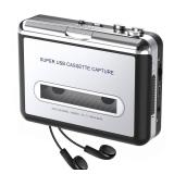 Cassette Player - Compact Tape Player Portable Recorder with Earphone-Convert Audio Music Cassette to MP3 Digital, Compatible with Laptop/PC/MAC- for Entertainment, Travel, Light Sports(Silver)