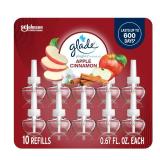 Glade PlugIns Refills Air Freshener, Scented and Essential Oils for Home and Bathroom, Apple Cinnamon, 6.7 Fl Oz, 10 Count (Packaging May Vary)