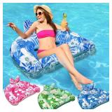 Pool Floats, 3 Pack Inflatable Pool Floats Adult & Kids, Pool Float with Cupholders & Duty Handles, Upgraded Pool Chairs, Perfect Summer Pool Toys for Lakes, Rivers, Beach Vacation, Water Party Fun
