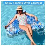 Pool Floats, 3 Pack Inflatable Pool Floats Adult & Kids, Pool Float with Cupholders & Duty Handles, Upgraded Pool Chairs, Perfect Summer Pool Toys for Lakes, Rivers, Beach Vacation, Water Party Fun