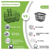 Front Bike Basket, Folding Bicycle Basket Removable Separate Adjustable Front Basket for Bicycle Rear Metal Wire Hanging Handlebar Bicycle Basket, Black
