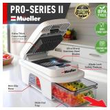 Mueller Pro-Series All-in-One, 12 Blade Mandoline Slicer for Kitchen, Food Chopper, Vegetable Slicer and Spiralizer, Cutter, Dicer, Grater, Kitchen Gadgets Sets with Container, White Sand/Gray