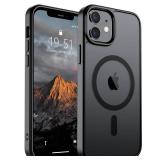 SUPFINE Magnetic for iPhone 12 Mini Case & iPhone 13 Mini Case (Compatible with MagSafe) (Military Grade Drop Protection) Slim Translucent Matte Shockproof Phone Cover,Black