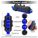 6 Pieces Bike Lights for Night Riding USB Rechargeable Bicycle Light Waterproof Front Headlight and Back Taillight for Road, Mountain, Night Riding(White, Red, Blue)