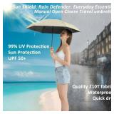 BAODINI Travel Essentials Mini Umbrella for Purse With Case Small Compact UV Sun Protection Lightweight Tiny Pocket Manual Open Close Umbrella for Women Kids and Men Fit Purse Backpack