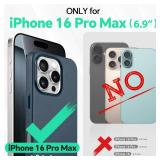 TUCCH Magnetic Case for iPhone 16 Pro Max, Wireless Charging PU Leather Anti-Slip Back Cover, Slim Anti-Fingerprint Lightweight Shockproof Case Compatible with iPhone 16 Pro Max 6.9\", Blue