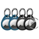 UNBREAKcable AirTag Holder for Apple - 4 Pack Air Tag Case [Fit Tightly Design] [Easy to Install] [Hold Securely] Waterproof TPU Protective Cover with Metal Keychain for Kids,Pet,Luggage,Backpack,Keys