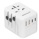 oviitech 35W Universal Travel Adapter with 5 USB Ports, International Wall Charger for for US to European EU UK AUS Worldwide Use(Type C/G/A/I) White - UL Certified.
