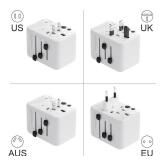 oviitech 35W Universal Travel Adapter with 5 USB Ports, International Wall Charger for for US to European EU UK AUS Worldwide Use(Type C/G/A/I) White - UL Certified.