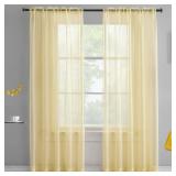 TOAVA DECO Light Yellow Sheer Voile Curtains Translucent Solid Color Window Treatment 84 Inches Long Panels Rod Pocket Light Yellow Sheers for Bedroom Living Room 2 Panels 52x84 Pastel Yellow