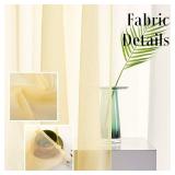 TOAVA DECO Light Yellow Sheer Voile Curtains Translucent Solid Color Window Treatment 84 Inches Long Panels Rod Pocket Light Yellow Sheers for Bedroom Living Room 2 Panels 52x84 Pastel Yellow