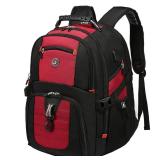 SHRRADOO Extra Large 50L Travel Laptop Backpack with USB Charging Port, College High School Backpack Airline Approved Business Work Bag Fit 17 Inch Laptops for Men Women,Red