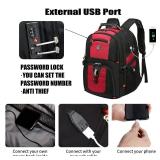 SHRRADOO Extra Large 50L Travel Laptop Backpack with USB Charging Port, College High School Backpack Airline Approved Business Work Bag Fit 17 Inch Laptops for Men Women,Red