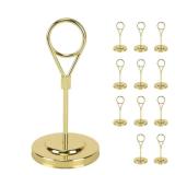 BARsics 12pcs Gold Premium Table Place Card Holders with Weighted Base Stand and Clip