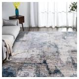 vivorug Washable Rug, Ultra Soft Area Rug 6x9, Non Slip Abstract Rug Carpet, Stain Resistant Rugs for Living Room Bedroom, Modern Fluffy Rug (Gray/Navy, 6