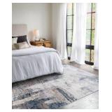 vivorug Washable Rug, Ultra Soft Area Rug 6x9, Non Slip Abstract Rug Carpet, Stain Resistant Rugs for Living Room Bedroom, Modern Fluffy Rug (Gray/Navy, 6