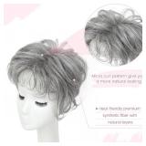 Grey Hair Topper for Women with Thinning Hair Short Pixie Cut Toppers Hair Pieces for Women Hair Topper for a Voluminous, Trendy Style - Perfect for Thin or Fine Hair Add Volume & Style with Seamless